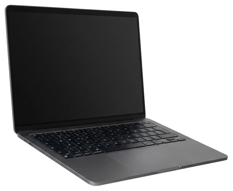 Thin charcoal laptop, open